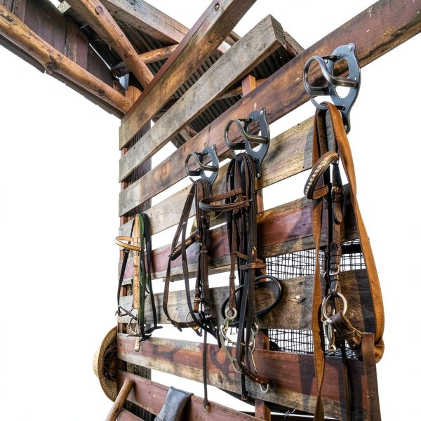 Horse Bridle Rack Dunzy 12‑Count Metal Holder with Tubes Black-4